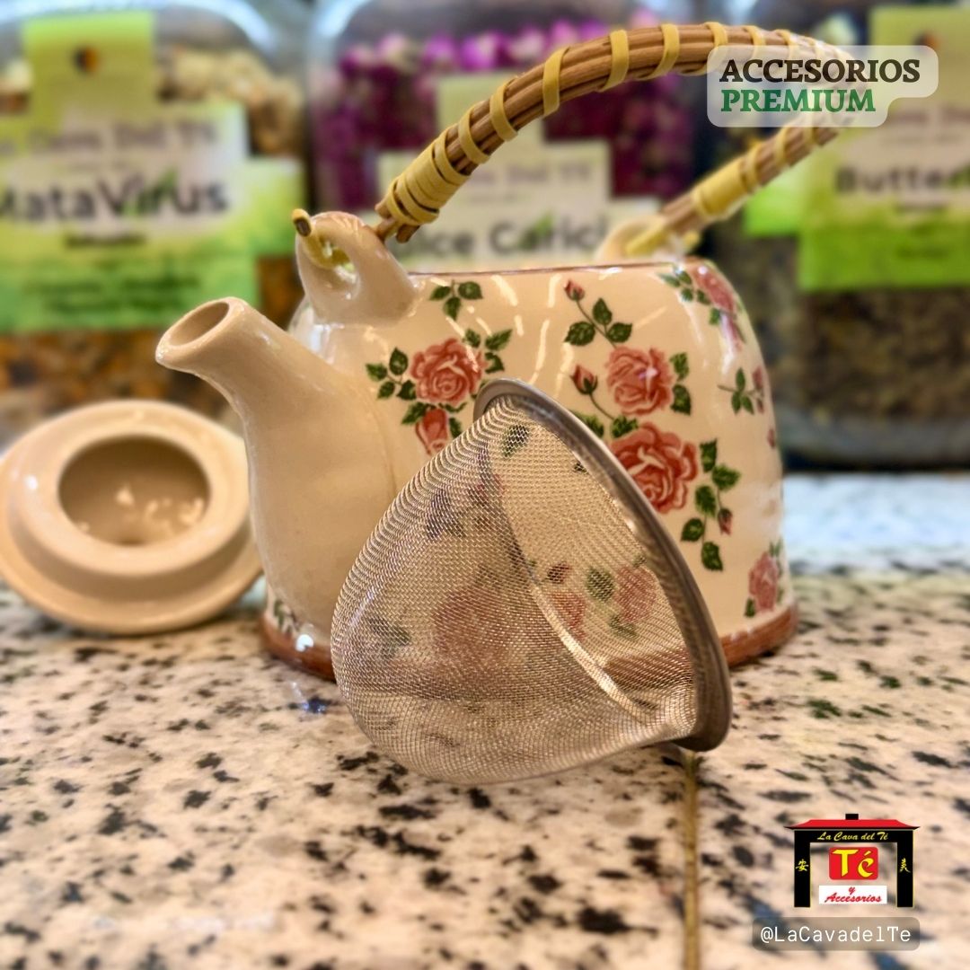 Tetera de Cerámica con Infusor – Diseño Rosas