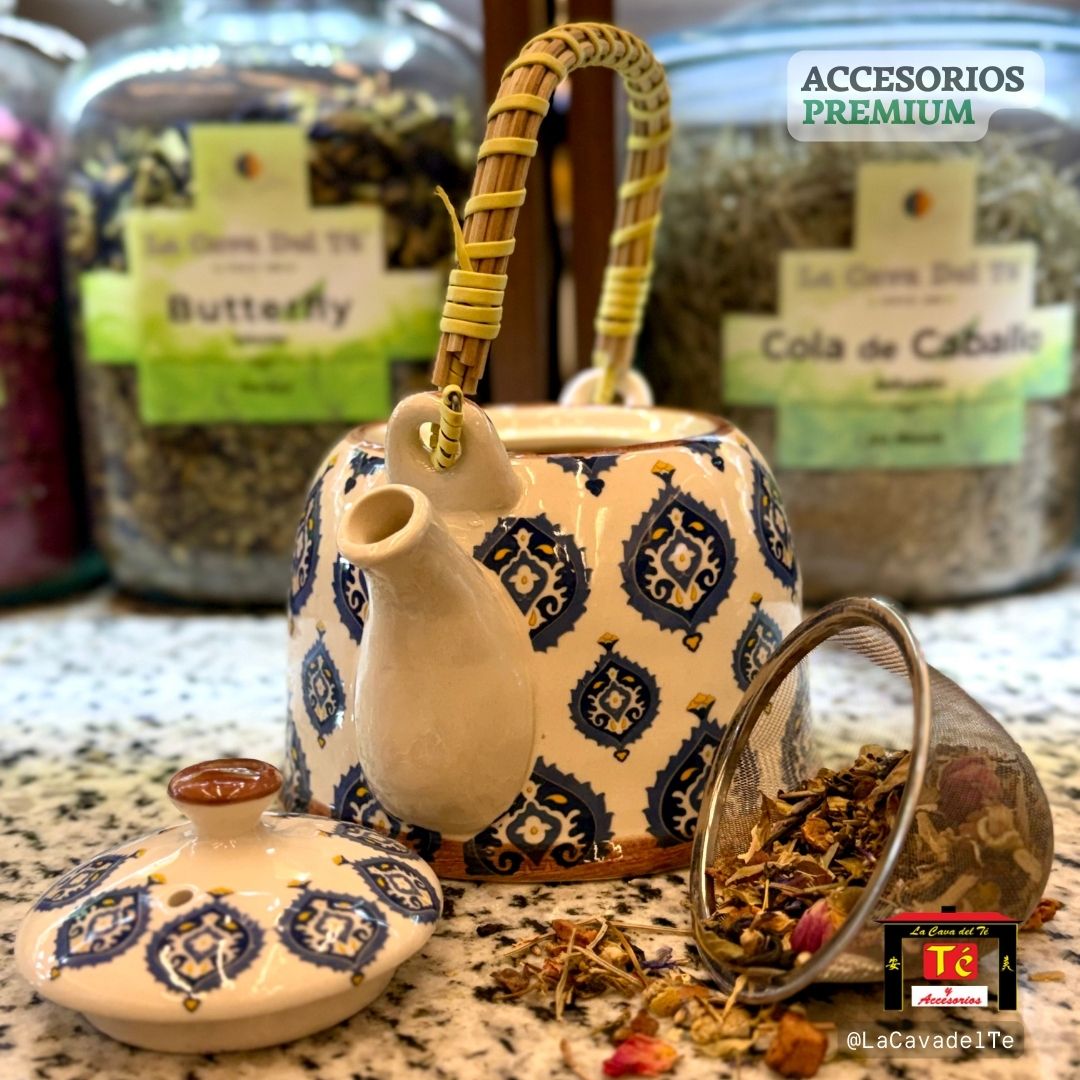 Tetera de Cerámica con Infusor – Diseño Azul