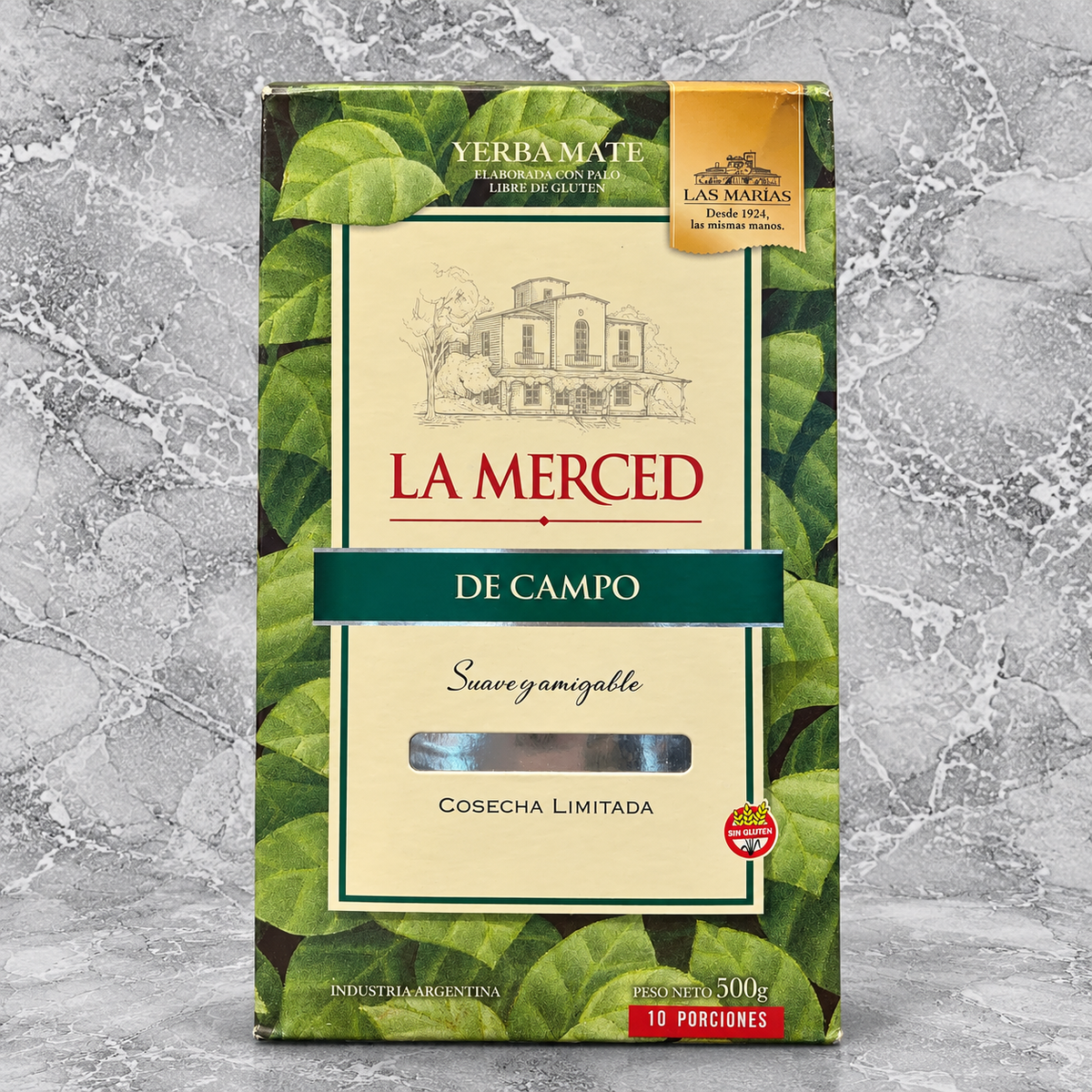 Yerba Mate La Merced De Campo 500 g en su empaque original de 500 gramos.